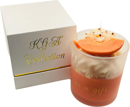 Jar candles, Aromatherapy Candles, Handmade, Strong Candles for Home 10 oz 50-60 Hour Burn, All Natural Soy, Non Toxic (Peaches and Cream)