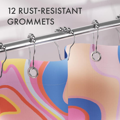 Shower Curtain, Abstract Pink Cloth Shower Curtain Sets with 12 Shower Curtain Hooks, Rustic Colorful Fabric Shower Curtain, Cute Washable Farmhouse Bathroom Shower Curtain, 72x72 Inches