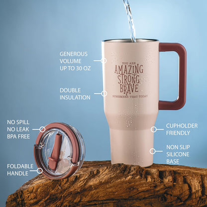 30 oz Insulated Stainless Steel Tumbler with Lid (Blush)