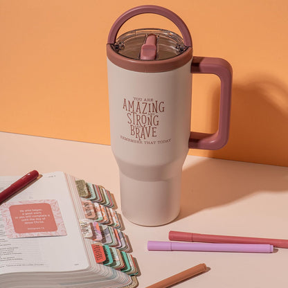 30 oz Insulated Stainless Steel Tumbler with Lid (Blush)