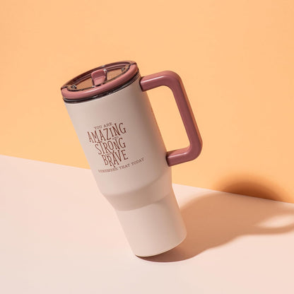 30 oz Insulated Stainless Steel Tumbler with Lid (Blush)