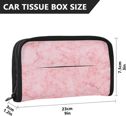 Car Tissue Holder Car Napkin Holder Car Tissue Box Dispenser Storage Case Sun Visor Mask Holder with Adjustable Straps Reusable Refillable Marble Pink