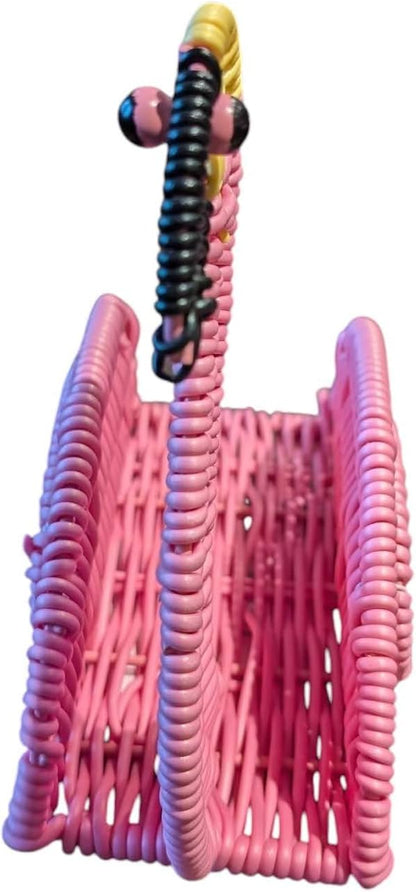Resin Wicker Flamingo Napkin Holder, Bright Pink, 7 x 7 x 3 Inches, Decorative Table Accessory