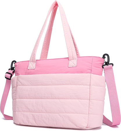 Puffer Tote Bag for Women Work Lightweight Puffy Quilted Tote Laptop