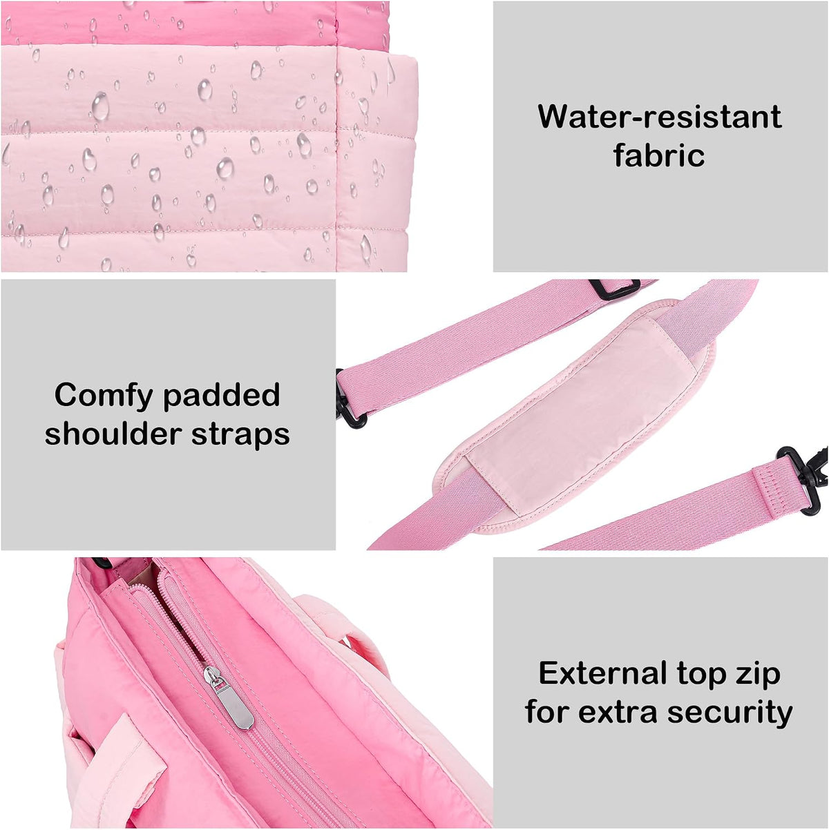 Puffer Tote Bag for Women Work Lightweight Puffy Quilted Tote Laptop