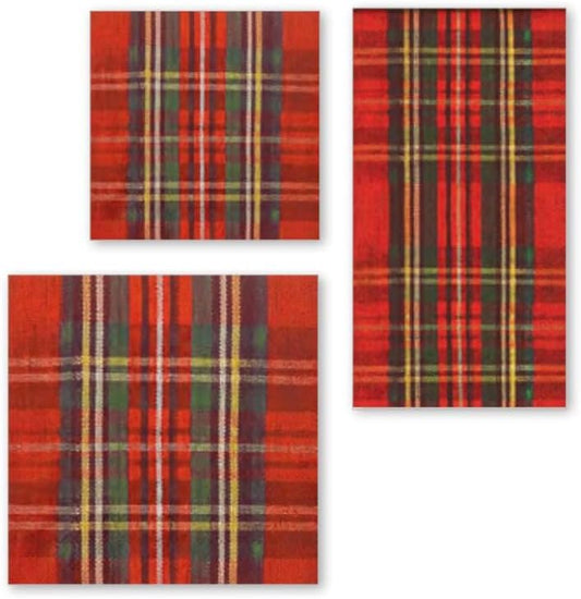 IHR Ideal Home Range Cocktail Napkins Disposable 3-Ply Paper Party Napkin Pack, 5" x 5", Classic Check Plaid, 20-Count
