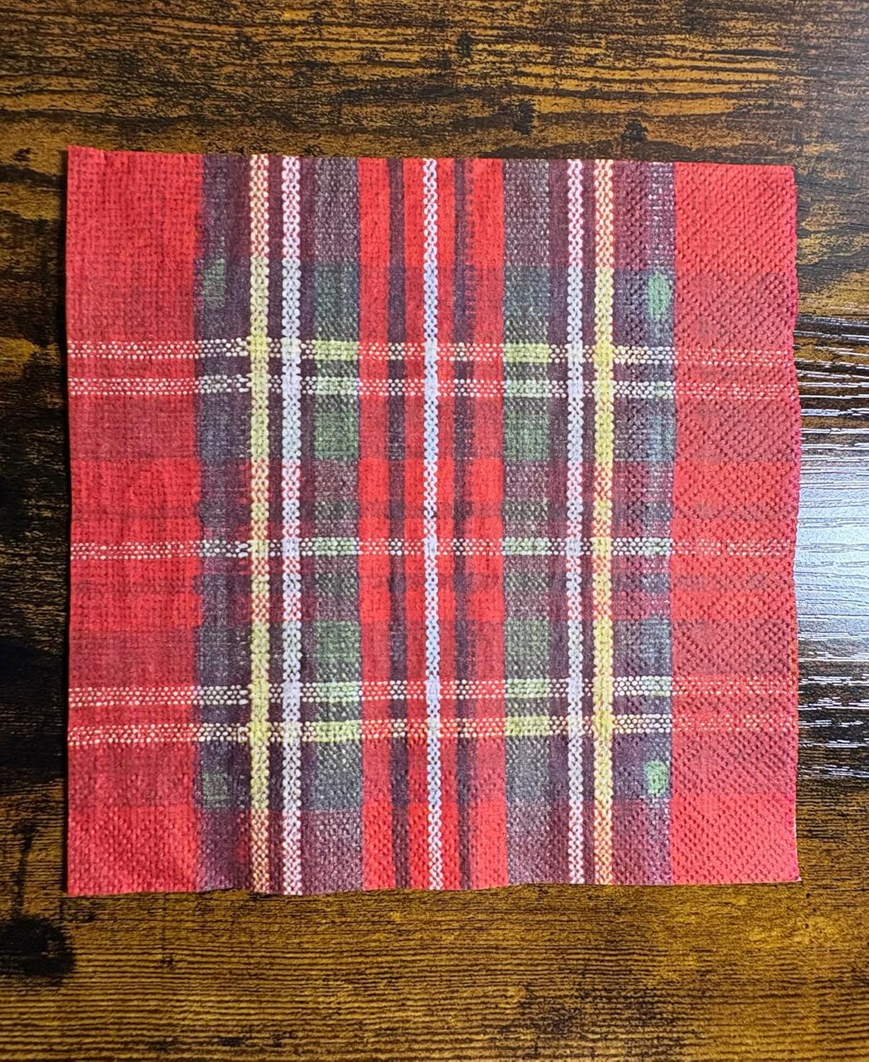 IHR Ideal Home Range Cocktail Napkins Disposable 3-Ply Paper Party Napkin Pack, 5" x 5", Classic Check Plaid, 20-Count