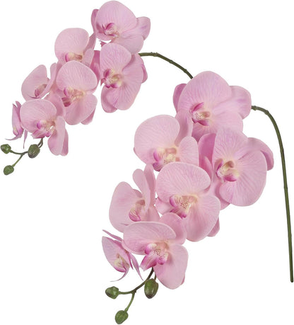 34.3" Pink Orchid Artificial Flowers, Real Touch Fake Orchid Latex Pink Flowers Phalaenopsis Branches for Home Party Wedding Bridal Shower Decoration, 2pcs Pink