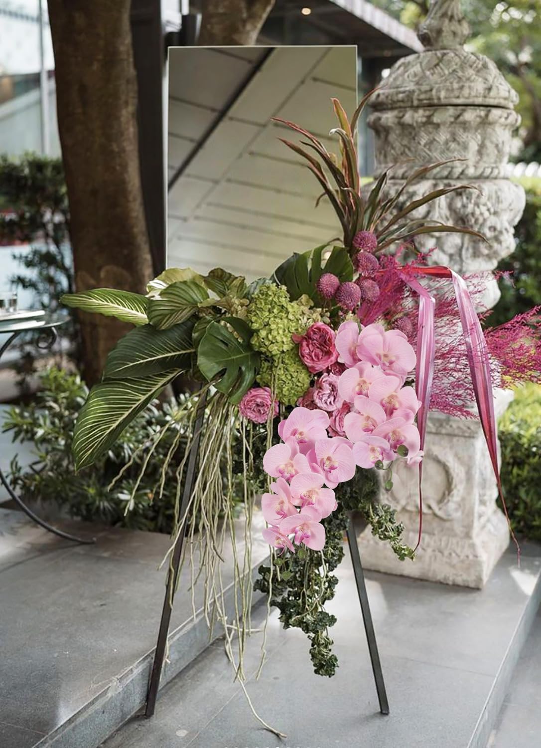 34.3" Pink Orchid Artificial Flowers, Real Touch Fake Orchid Latex Pink Flowers Phalaenopsis Branches for Home Party Wedding Bridal Shower Decoration, 2pcs Pink