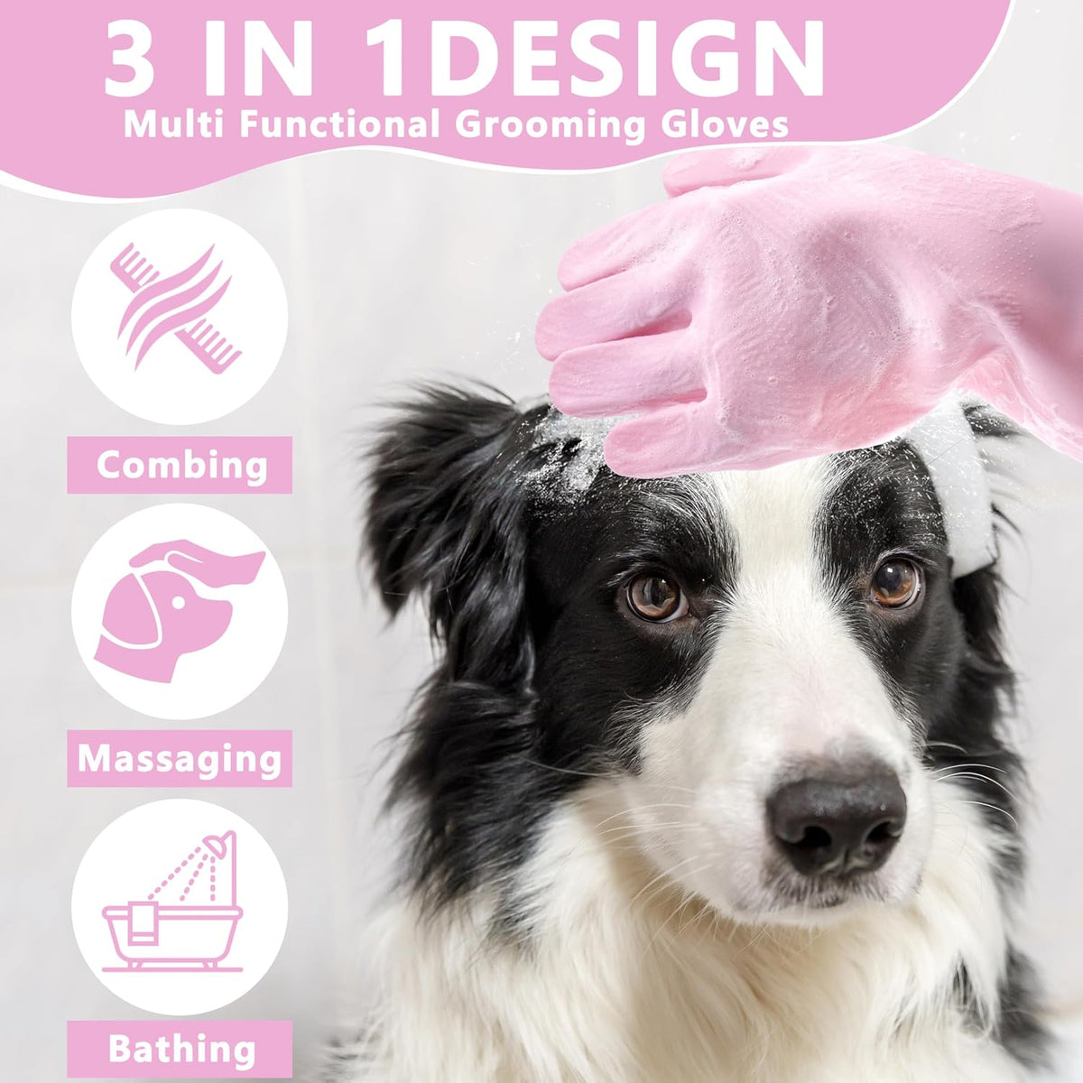 Pet Grooming Gloves—Dog Washing Gloves with High-Density Teeth