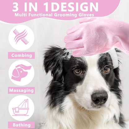 Pet Grooming Gloves—Dog Washing Gloves with High-Density Teeth
