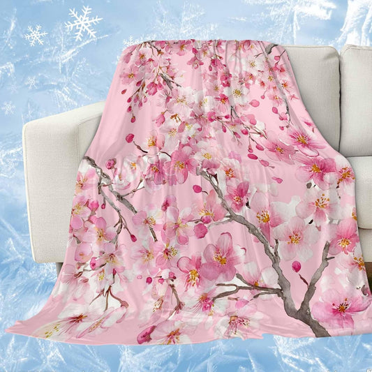 Cooling Blanket for Hot Sleepers, Spring Peaches Lightweight Breathable Summer Blanket, Botanical Blossom Flowers Branches Double-Side Cool Throw Blankets for Sleeping Travel, 30"x40"