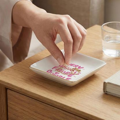Inspirational Pink Jewelry Dish Tray, Everything Is Figureoutable Ceramic Jewelry Tray for Rings Earring, Motivational Gifts for Women, Positive Affirmation Gifts Trinket Dish for Women