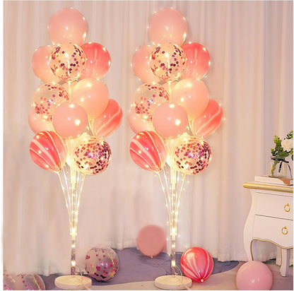 2 Sets Balloon Arch Stand with Base and String Light + 26pcs Balloons,Balloon Column Stand Kit for Floor Decorations for Baby Shower Graduation Birthday Halloween Wedding Party