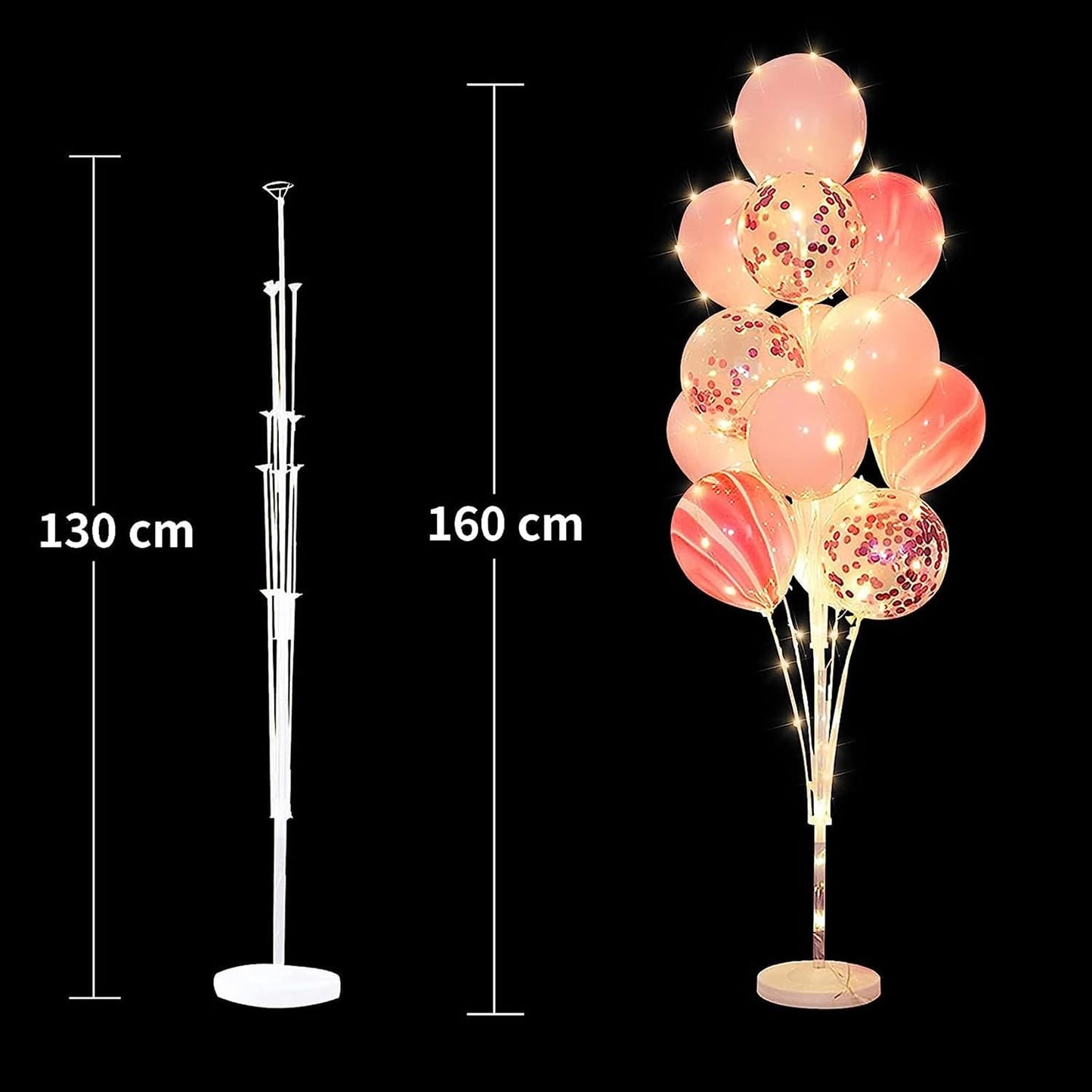 2 Sets Balloon Arch Stand with Base and String Light + 26pcs Balloons,Balloon Column Stand Kit for Floor Decorations for Baby Shower Graduation Birthday Halloween Wedding Party