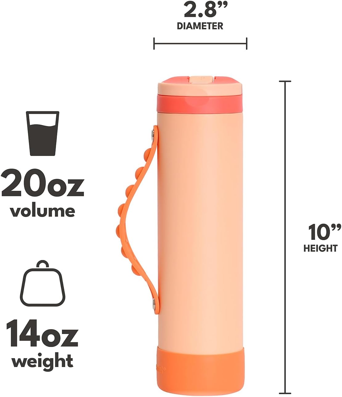 Iconic 20oz Kids Insulated Water Bottle w/Straw & Pop-It Handle