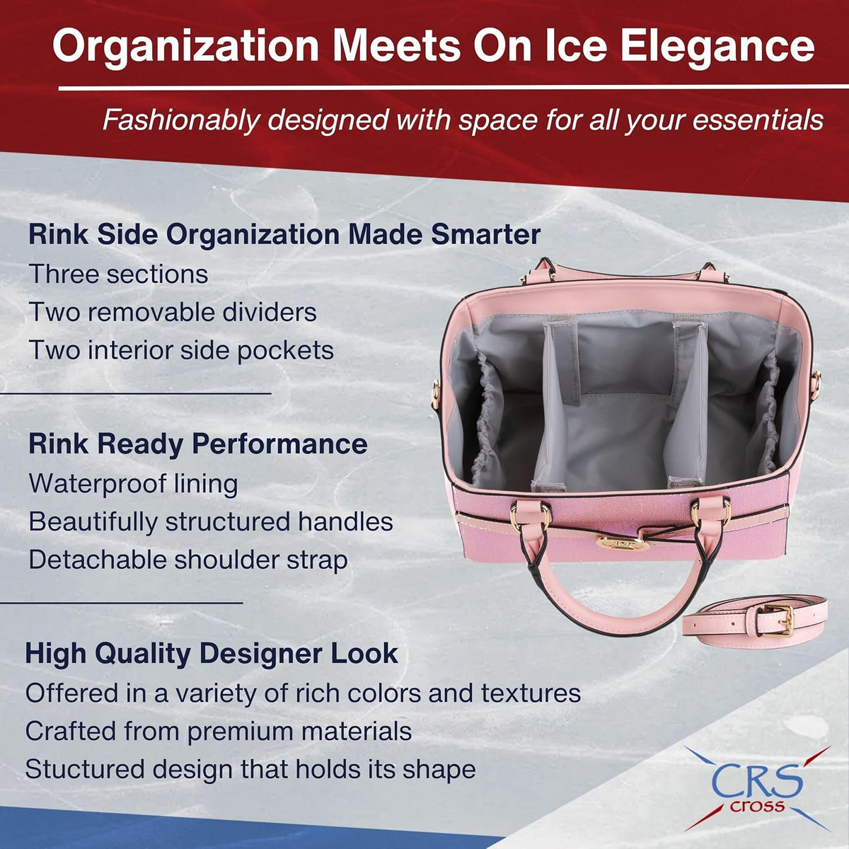 Rink Side Tote Ice Skating Accessory Bag for Skate Essentials