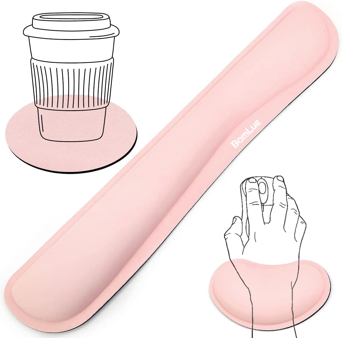 Upgrade Silky and Superfine Fabric Keyboard Wrist Rest, Gel Mouse Wrist Pillow Pad Set for Easy Typing & Pain Relief for Laptop, Office & Home, Ergonomic Sets for Keyboard-Pink