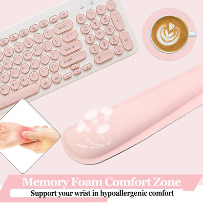 Upgrade Silky and Superfine Fabric Keyboard Wrist Rest, Gel Mouse Wrist Pillow Pad Set for Easy Typing & Pain Relief for Laptop, Office & Home, Ergonomic Sets for Keyboard-Pink