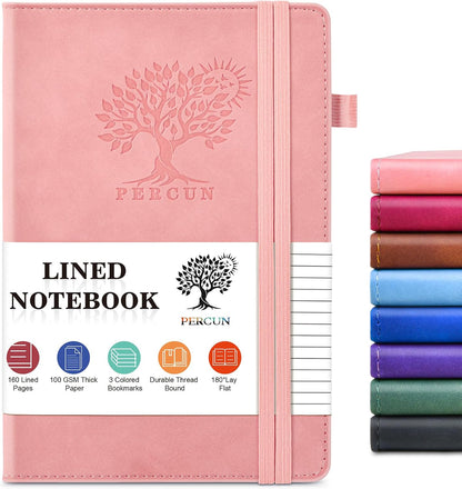 Lined Notebook 5.9"x8.5", Hardcover Leather Journal for Women Men,160 Pages