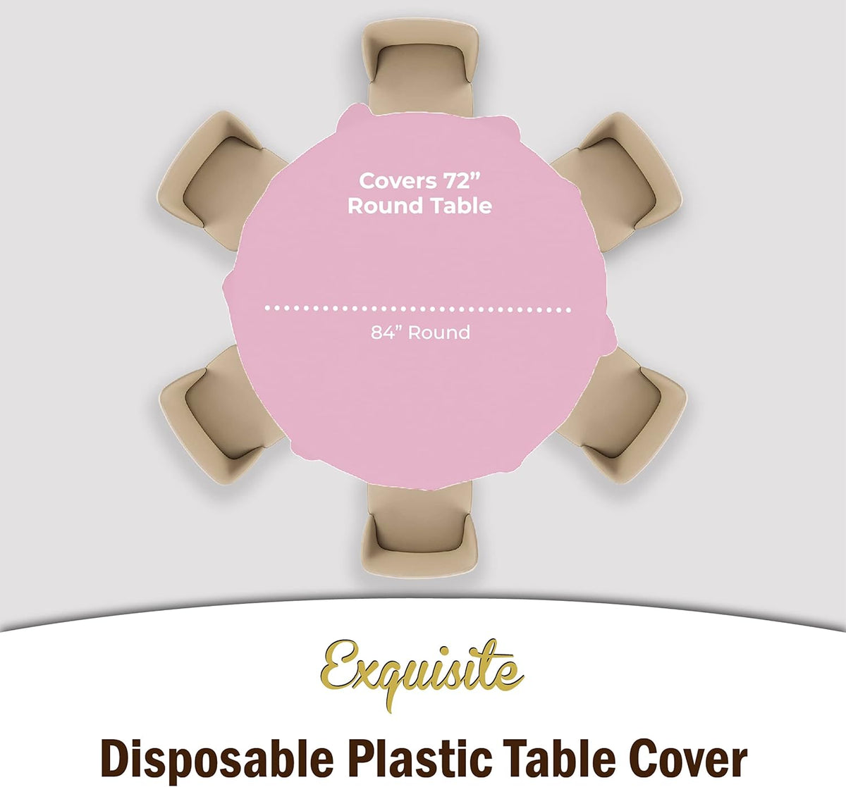 Party Solids Pink Round Plastic Tablecloth - 84 Inch, 4 Pack