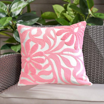 Floral Embroidered Throw Pillow Cover 18"x18" 1pc, Light Pink