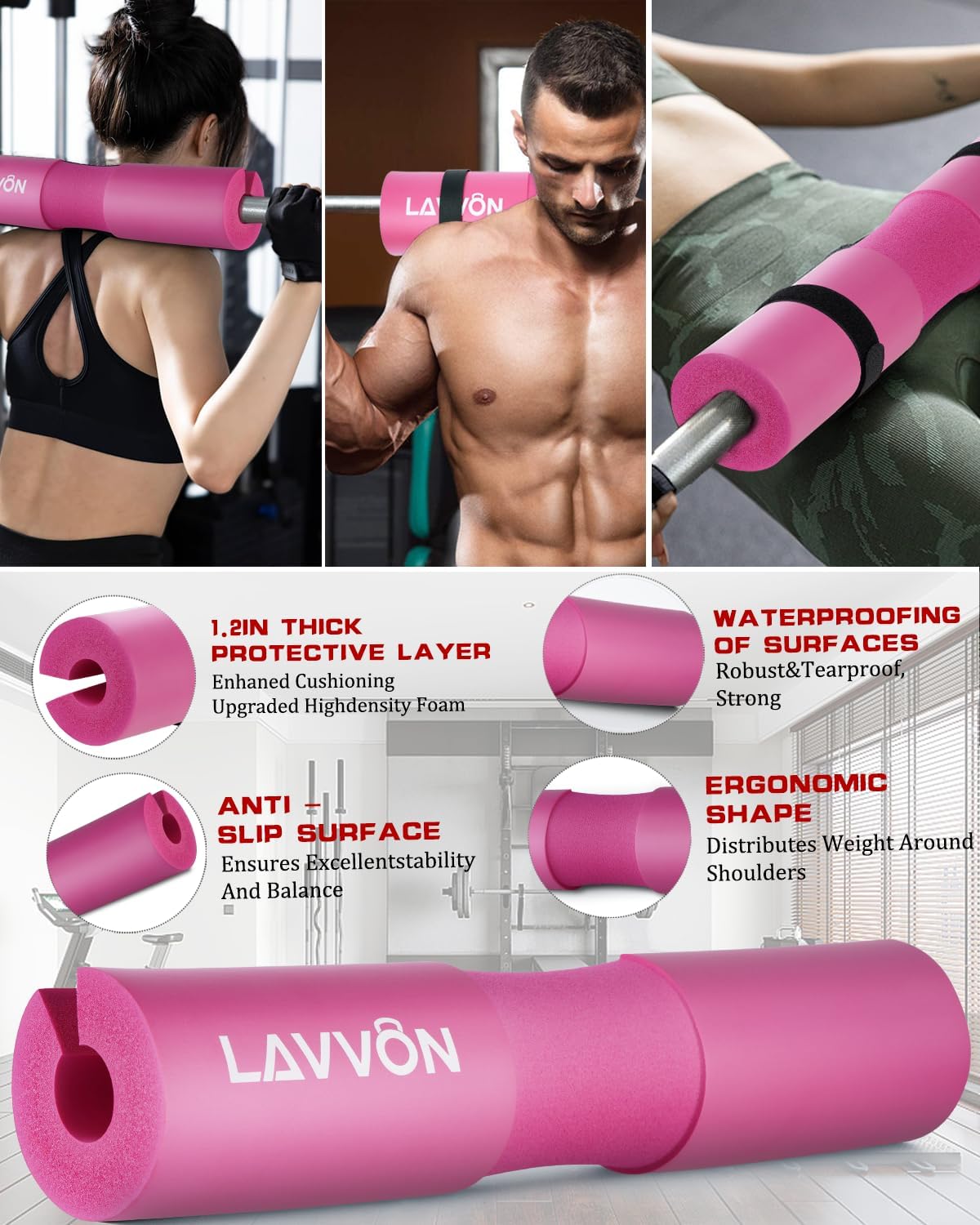 7Pcs-Barbell Pad Set for Hip Thrust -Squat Pad, Weight Lifting Bar Cushion