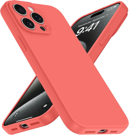 Compatible with iPhone 13 Pro Max Case, Shockproof Liquid Silicone Protective Phone Case with Soft Anti-Scratch Microfiber Lining Ultra Slim Drop Protection Phone Cover (Peach)