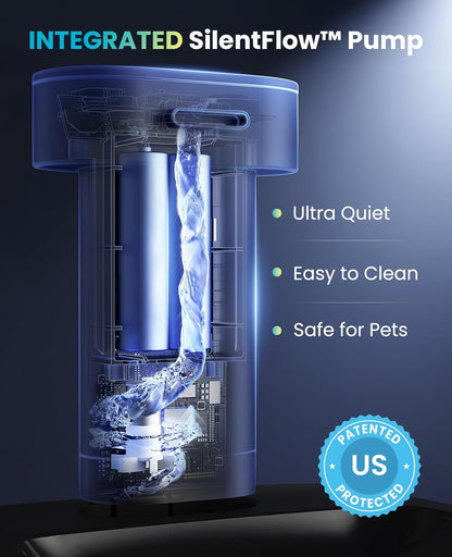 oneisall Cordless Cat Water Fountain: 108oz/3.2L Stainless Steel Cat Water Fountain with Quiet Wireless SilentFlow™ Pump for Cat Small Dog,Rechargeable BPA-Free Water Dispenser for Living Room Kitchen