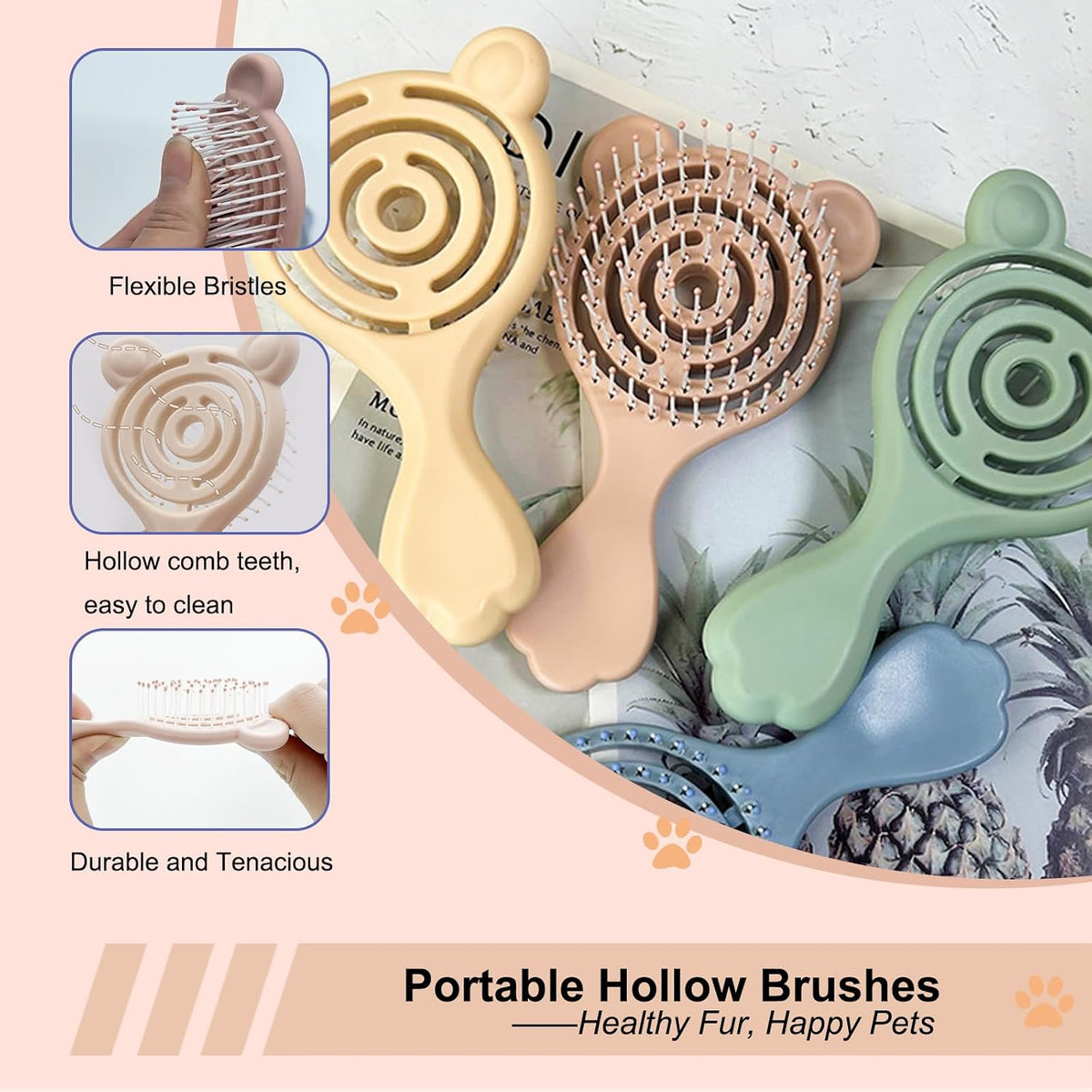 Cat-Ear Design Puppy Brush (Light Pink)