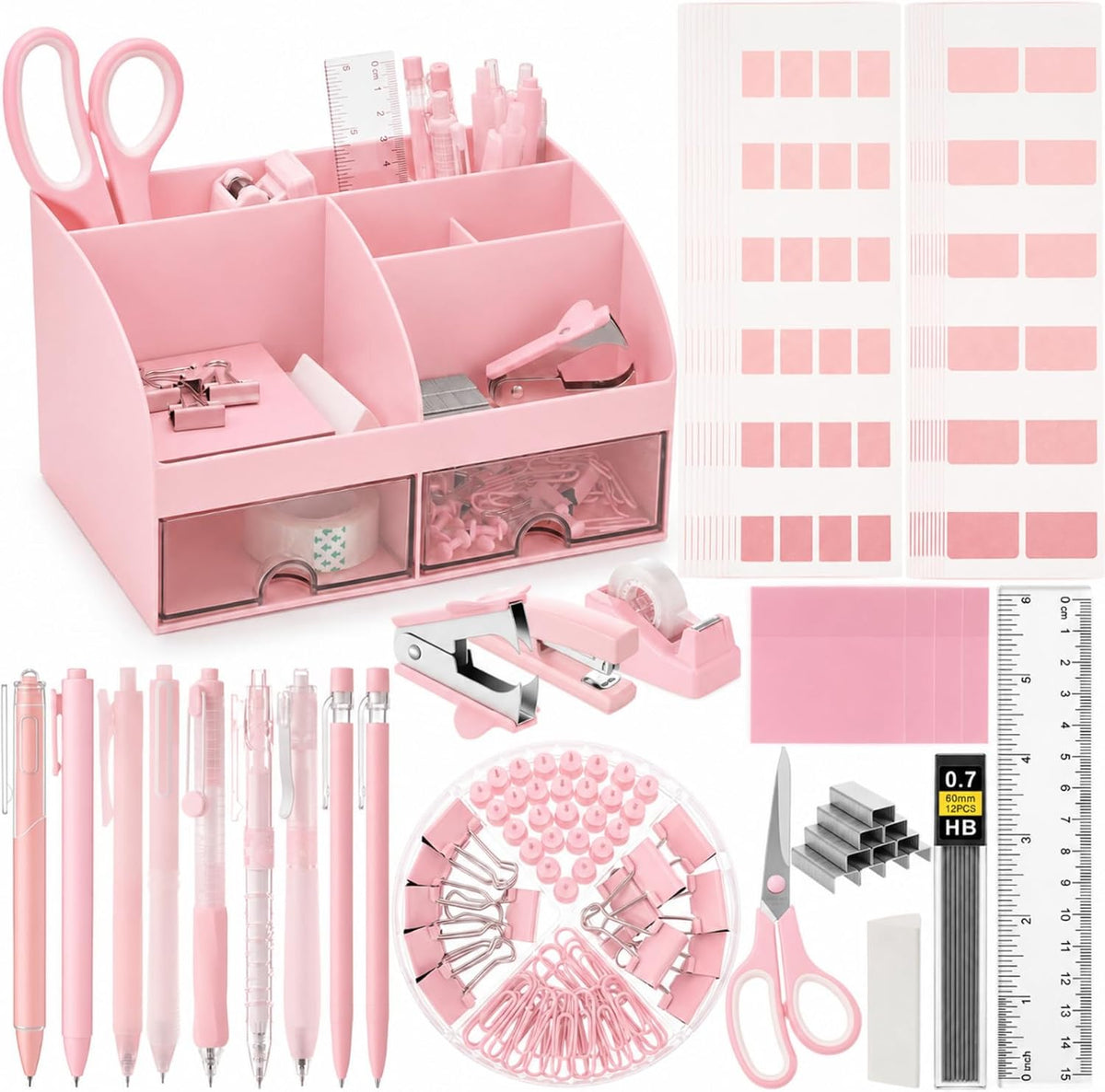 26 in 1 Pink Desk Organizer and Accessories for Office Dorm School