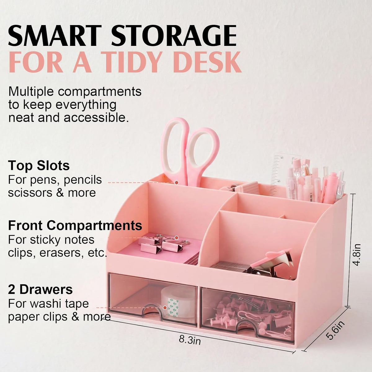 26 in 1 Pink Desk Organizer and Accessories for Office Dorm School