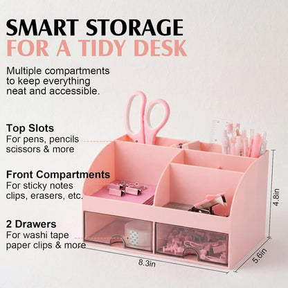 26 in 1 Pink Desk Organizer and Accessories for Office Dorm School