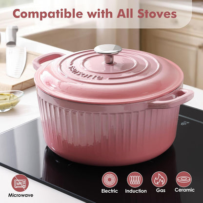 3.5QT Enameled Cast Iron Dutch Oven Pot with Lid&Cotton Potholders