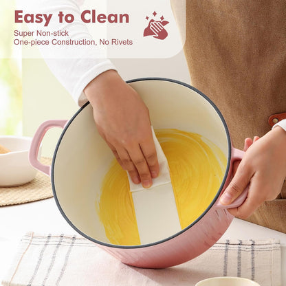 3.5QT Enameled Cast Iron Dutch Oven Pot with Lid&Cotton Potholders
