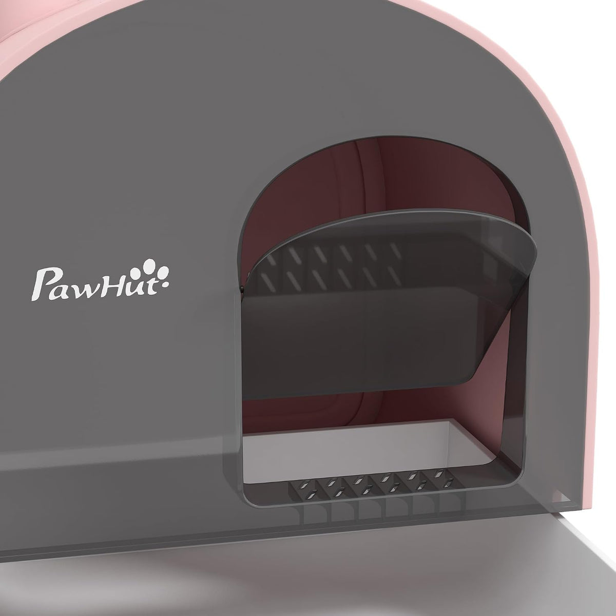 Cat Litter Box with Lid, Covered Litter Box for Indoor Cats with Tray, Scoop, Mat, Filter, 17" x 17" x 18.5", Pink