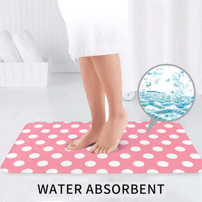 Light Pink Polka Dot Print (a) Bathroom Rugs Sets 3 Piece - Absorbent Non Slip Washable Bath Mats, U-Shape Toilet Lid Cover, Contour Mat, Soft Shower Mats Bath Rug Mat for Bathroom Toilet Tub