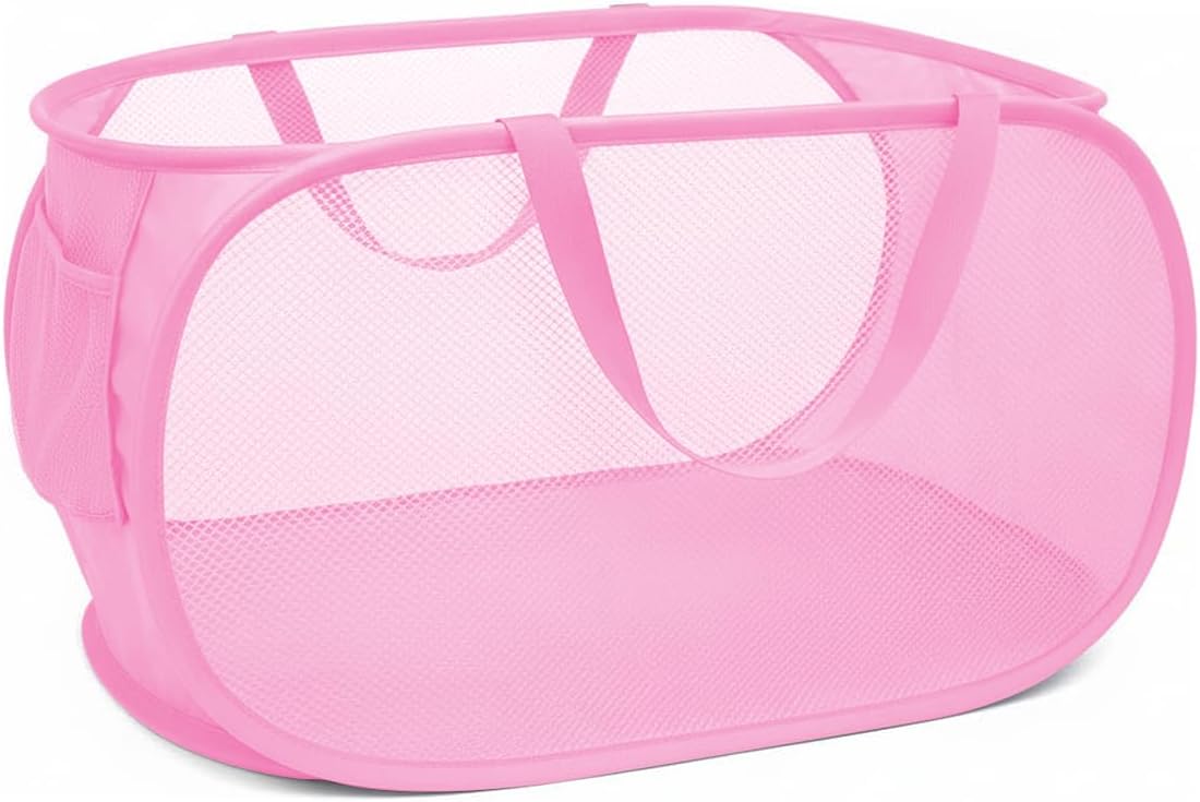 Collapsible Laundry Hamper Basket,Pop Up Mesh Foldable Bag for Laundry Room