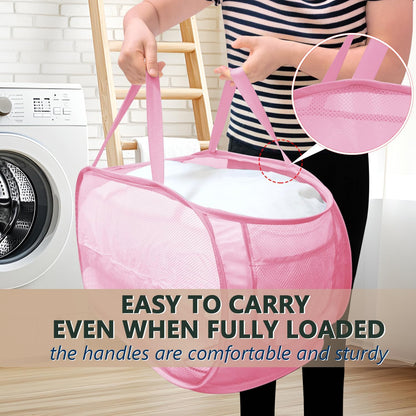 Collapsible Laundry Hamper Basket,Pop Up Mesh Foldable Bag for Laundry Room