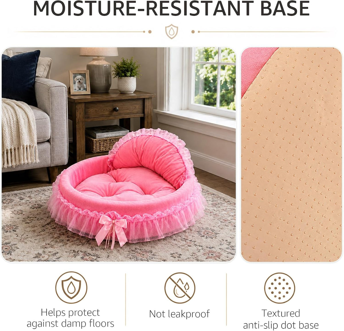 Pink Dog Bed Washable Princess Cat Couch Soft Plush Pet Sofa Nest Mat Snuggle Kitten Puppy Cave Beds Cute Cozy Kitten Doggy Kennel Cushion Small Medium Dogs Cats Sleeping Pad (S, Pink)