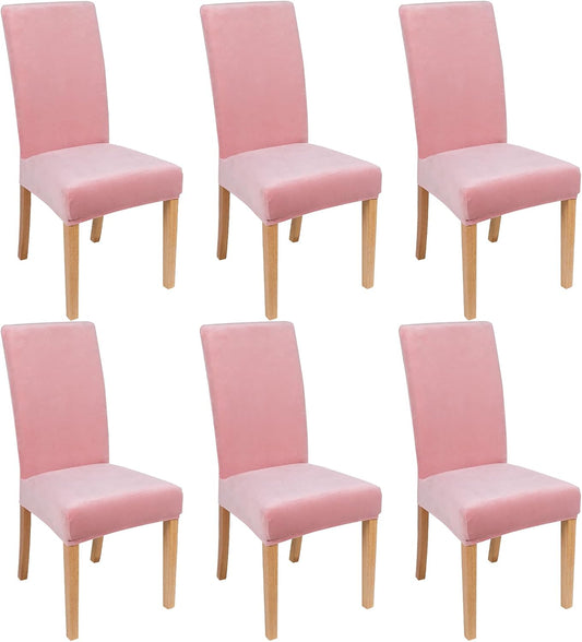 Velvet Stretch Dining Chair Covers, Parsons Chair Slipcovers Set of 6