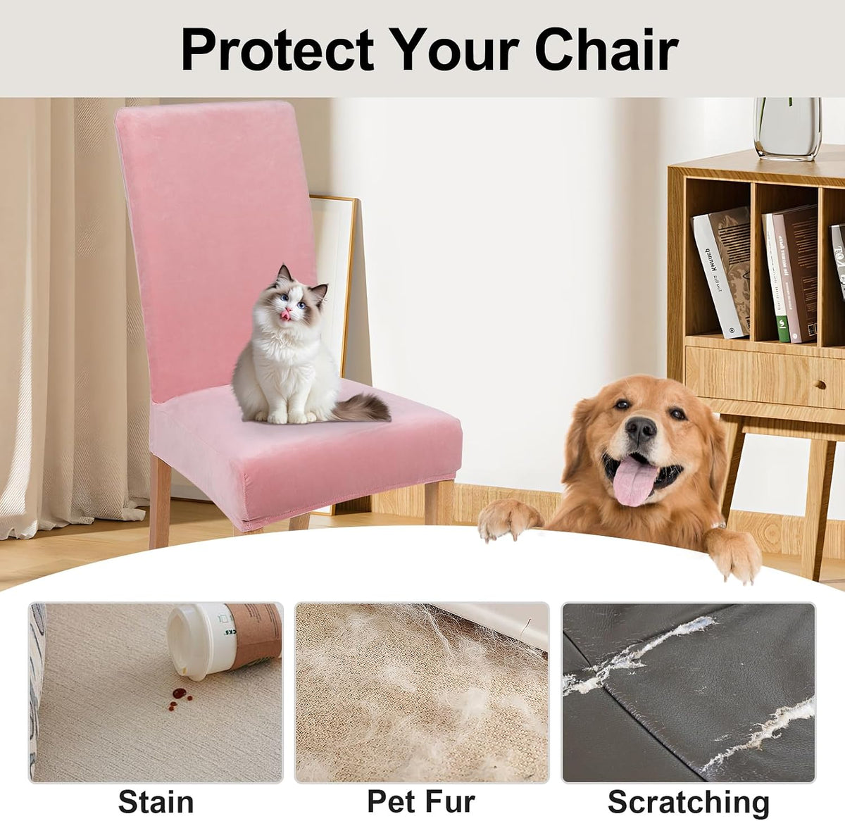 Velvet Stretch Dining Chair Covers, Parsons Chair Slipcovers Set of 6