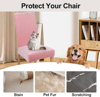 Velvet Stretch Dining Chair Covers, Parsons Chair Slipcovers Set of 6