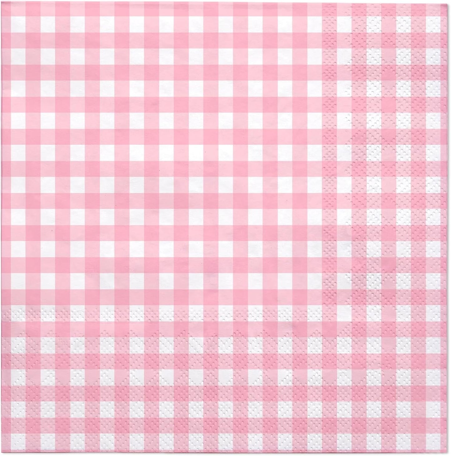 25Pcs Pink Plaid Paper Napkins - 3-Ply Pink and White Gingham Disposable Luncheon Napkins for Easter, Birthday, Baby Girl Shower and Daily Use - 6.5 x 6.5 In
