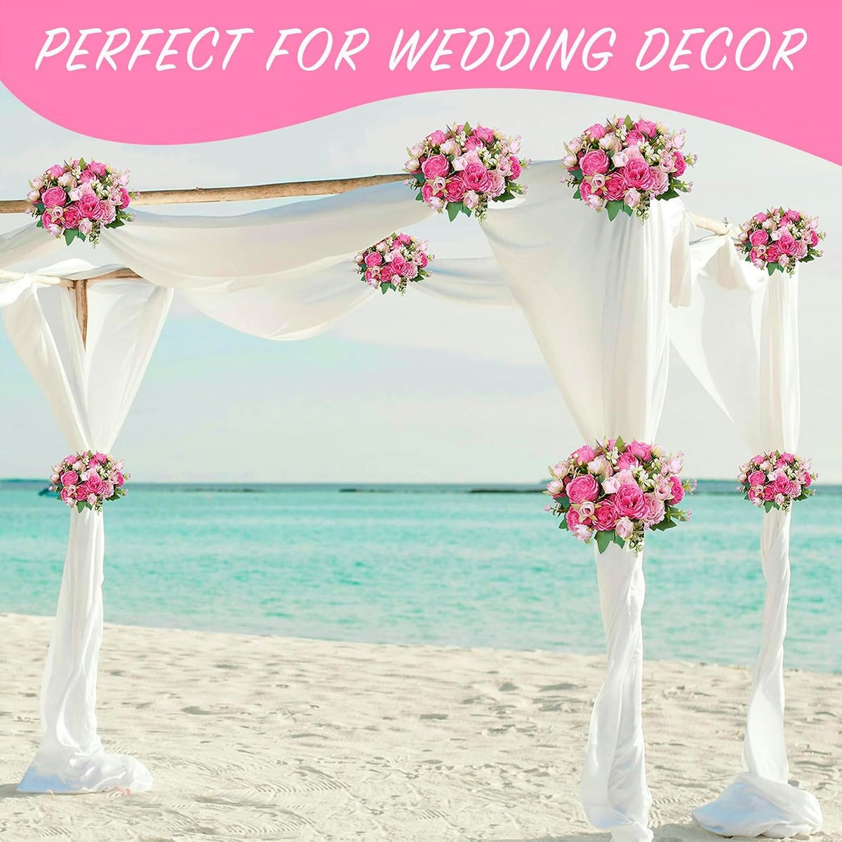 6 Pcs Peonies Artificial Flowers, Pink Flowers for Centerpieces