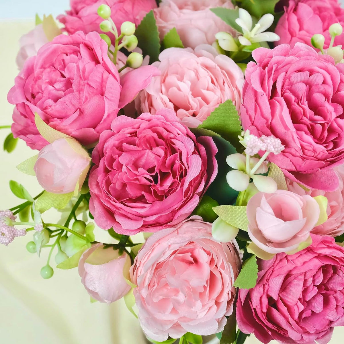 6 Pcs Peonies Artificial Flowers, Pink Flowers for Centerpieces