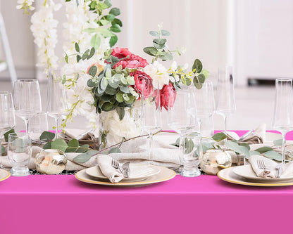 3 Pcs 54 x 108 Inch Baroque Tablecloth Gothic Wedding Bridal Table Cloth Vintage Table Runner for Party Picnic Dinner Kitchen(Pink)