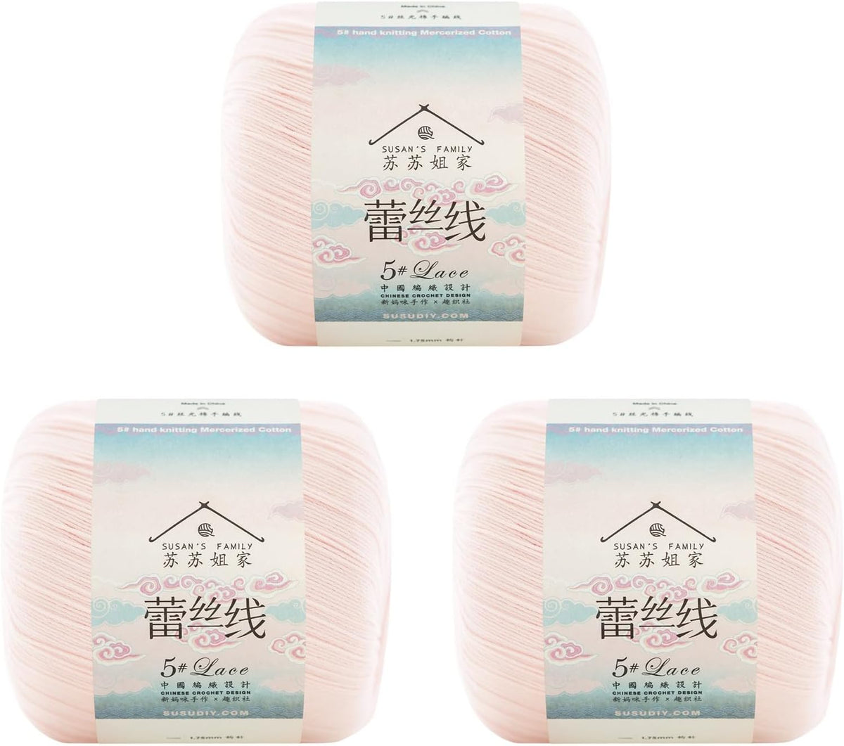 #5 Lace Combed Yarn 3pk-3 x 40g/164 Yds Crystal Pink
