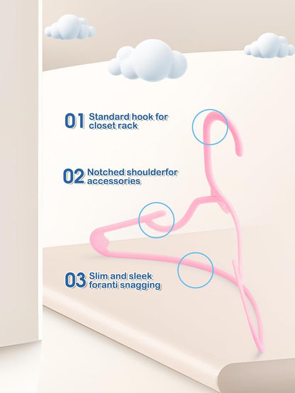 Baby Hangers 60 Pack, Pink Kids Plastic Hanger for Daily Use