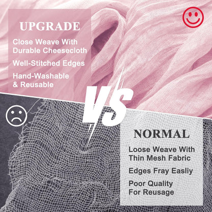 Cheesecloth Table Runner Pink 10FT Boho Gauze Runner for Party